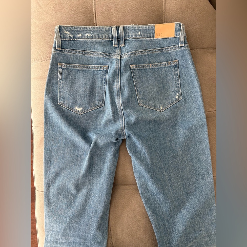 PAIGE Manhattan Mid Rise Blue Boots Jeans Size 29 Vintage Style Double Loops - Picture 10 of 15